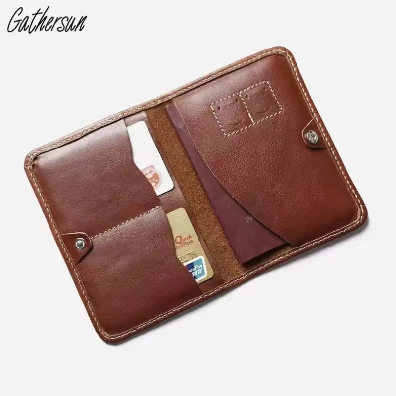 Original Handmade Genuine Leather Passport  Cover Retro Travel ID Card Holder Folder for Documents Passport Cover Leather