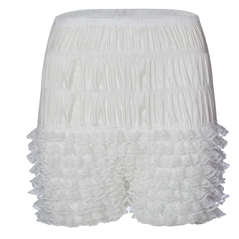Lolita Safety Shorts Women Vintage Lace Ruffles Bloomers Pettipants Lolita Cosplay Frilly Knickers Layered Clubwear Dance Shorts view 5