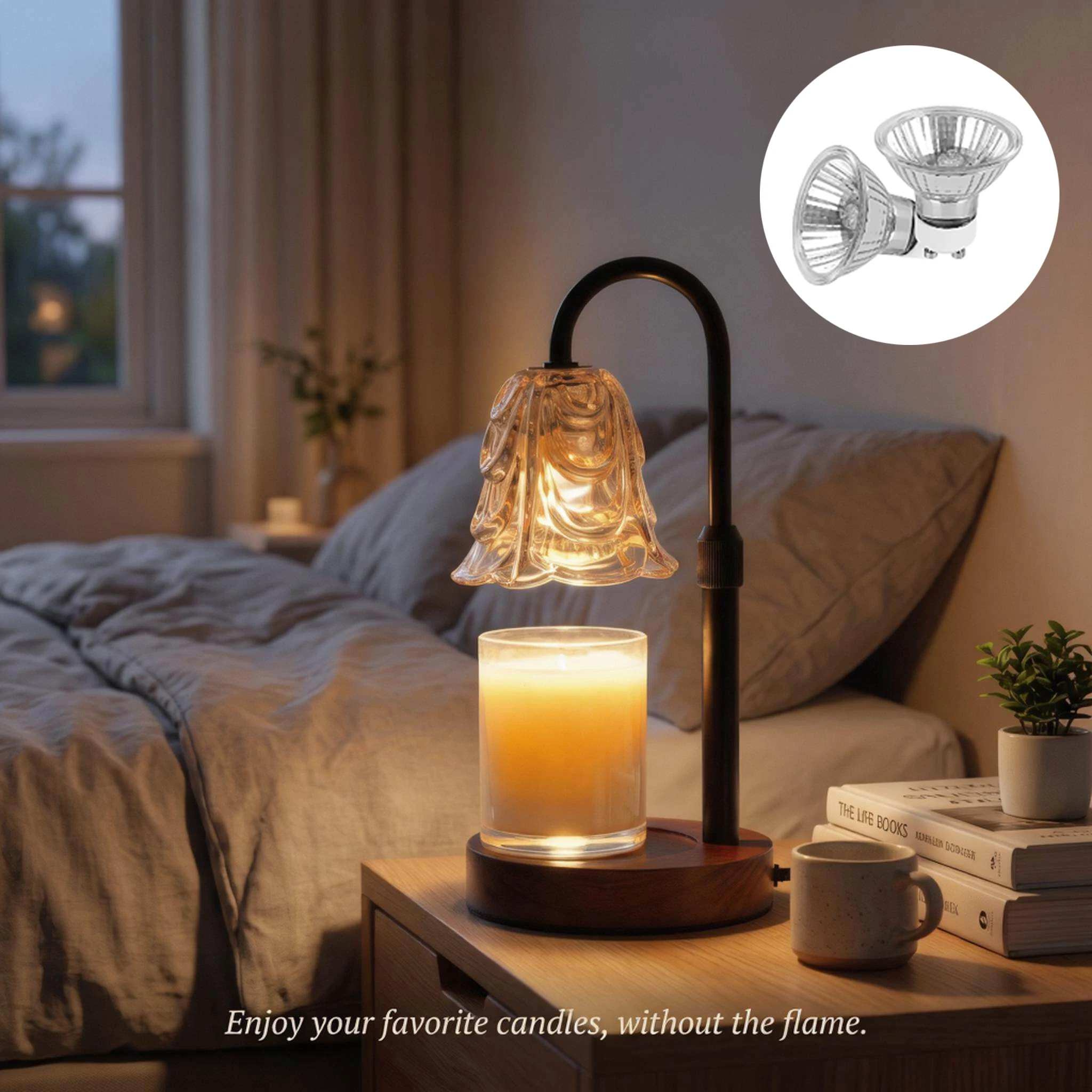 Flower Candle Warmer Lamp with Timer Dimmer Adjustable Height 4 Speed Dimmable with 2 Bulbs for New Home Decor Living Room