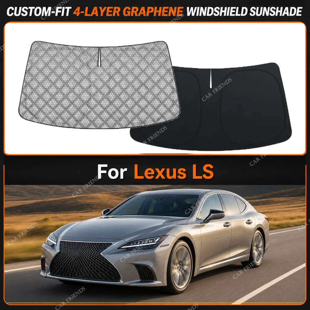 For Lexus LS Custom-Fit 4-Layer Graphene Windshield Sunshade Reflective Gray-Silver Surface Helps Reduce Direct Sunlight