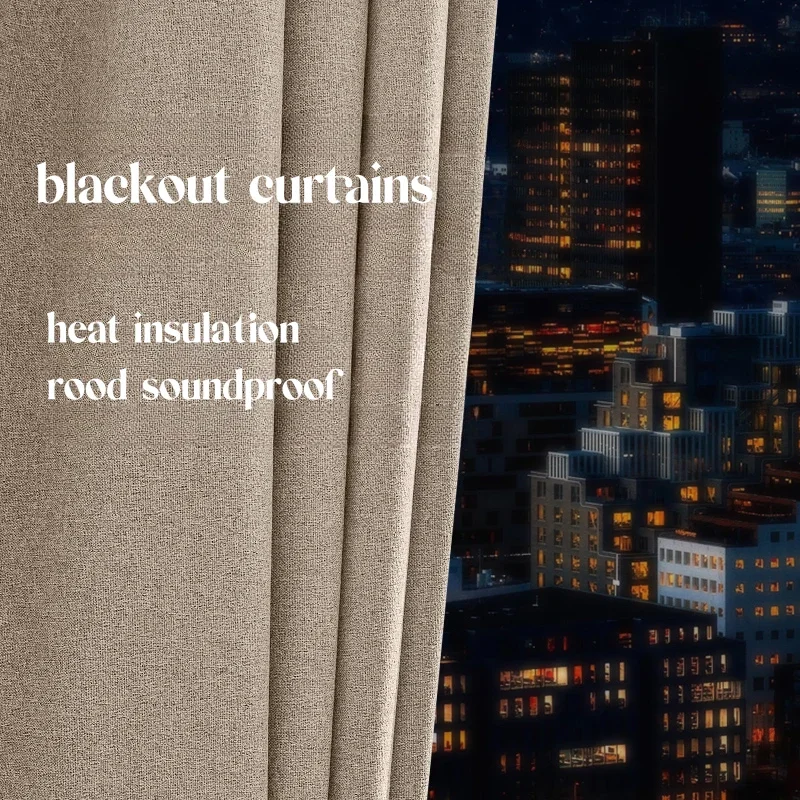 Japanese Blackout Curtains for Living Room Bedroom Baby Cotton and Linen Light Luxury Sound Insulation High-end Curtain Custom