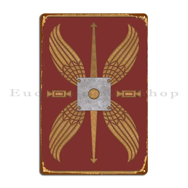 Vintage Roman Legionary Shield Metal Wall Sign  Customizable Funny Plaques for Home Decor  Wall Art  Tin Sign Poster for Unique