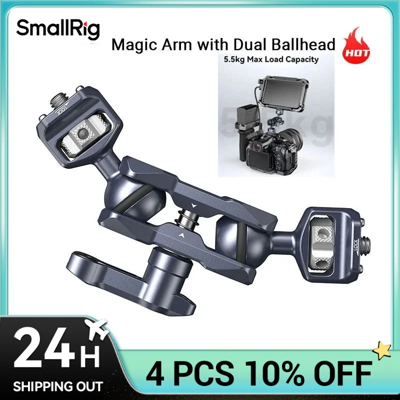 SmallRig Magic Arm Flexible Articulating Arm with 1/4” Screws, Field Monitor Mount with Dual Ballhead, Adjustable Magic Arm 3873