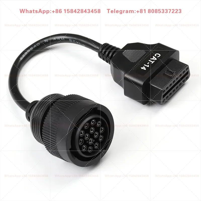 2PCS Excavator Adapter 14Pin to 16Pin OBD2 9Pin Connector Cable for  ET3 Diagnostic Tool