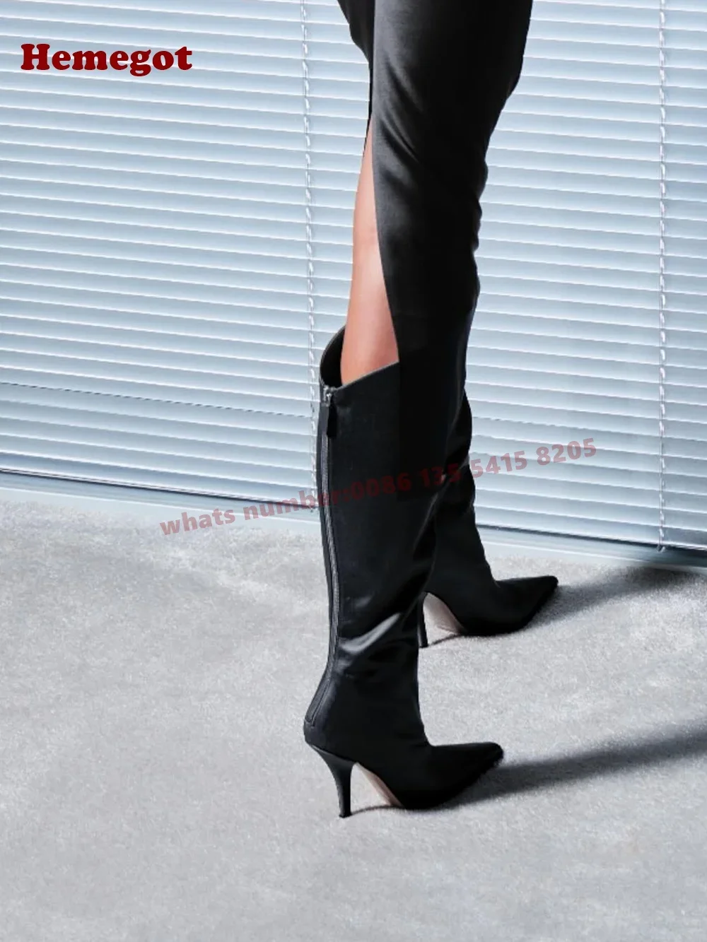 Leopard Satin Back Zipper Knee High Boots 2025 New Pointy Toe Stiletto Heels Luxury Casual Shoes Winter Women's Boots Luxury