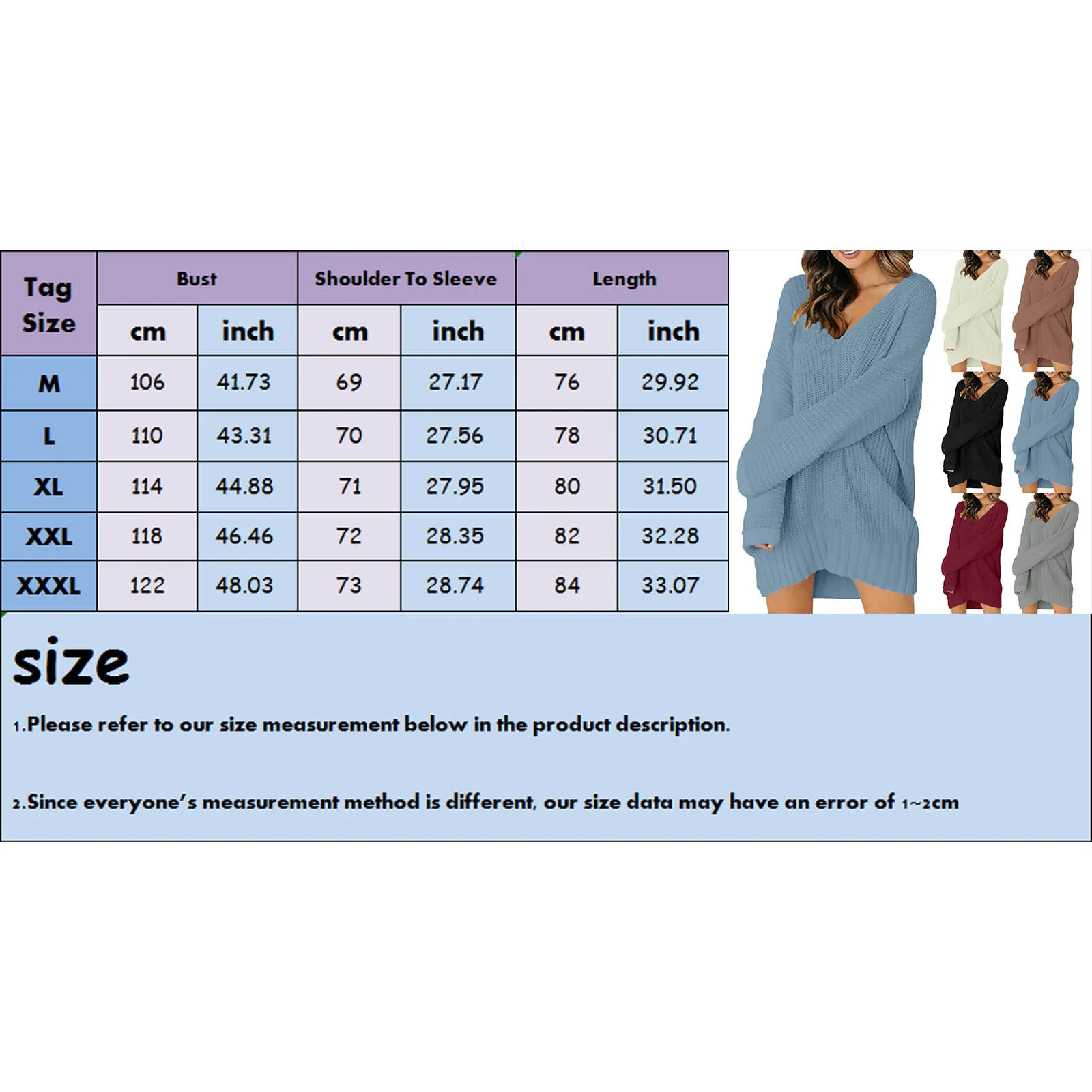 Women Knit Sweater Dress Ladies Loose V-Neck Pullover Short Dresses Winter Warm Long Sleeve Solid Color Sundress Robe Femme