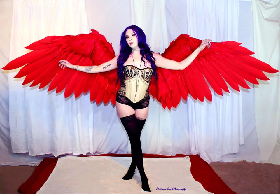 Big Red Bionic Archangel Wings Electric Remote Control Telescopic Movable Wings for Bar Night Performance Halloween Party Show