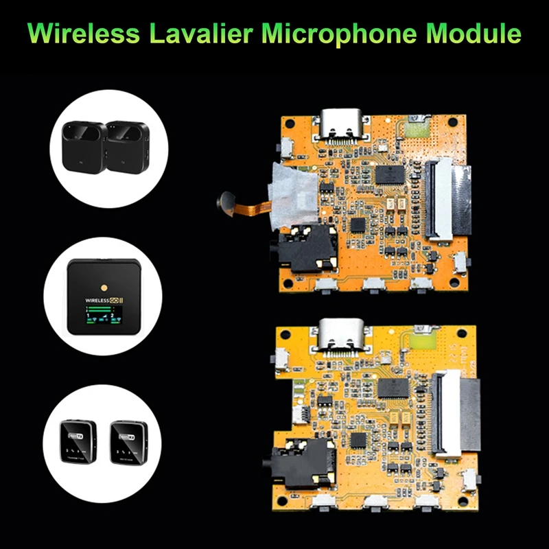 Modul Mikrofon Lavalier Nirkabel Modul 2.4G 1 dengan 1 untuk Mikrofon Langsung dan Modul Solusi PCBA Tampilan OLED