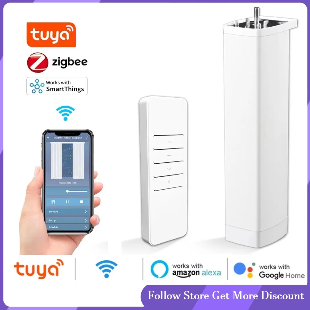 

The latest 4rd Smart Zigbee/WiFi Electric Shutter Smart Curtain Motor Silent Motor APP Voice Control Yandex Alexa Google Home