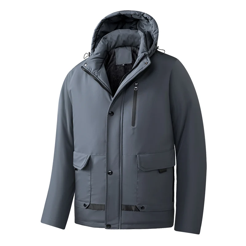 

Hooded Velvet Jacket Winter New Parkas Cashmere Men's Cotton Jacket Warm Detachable Outwear Men Fashion Classic Casual Parka