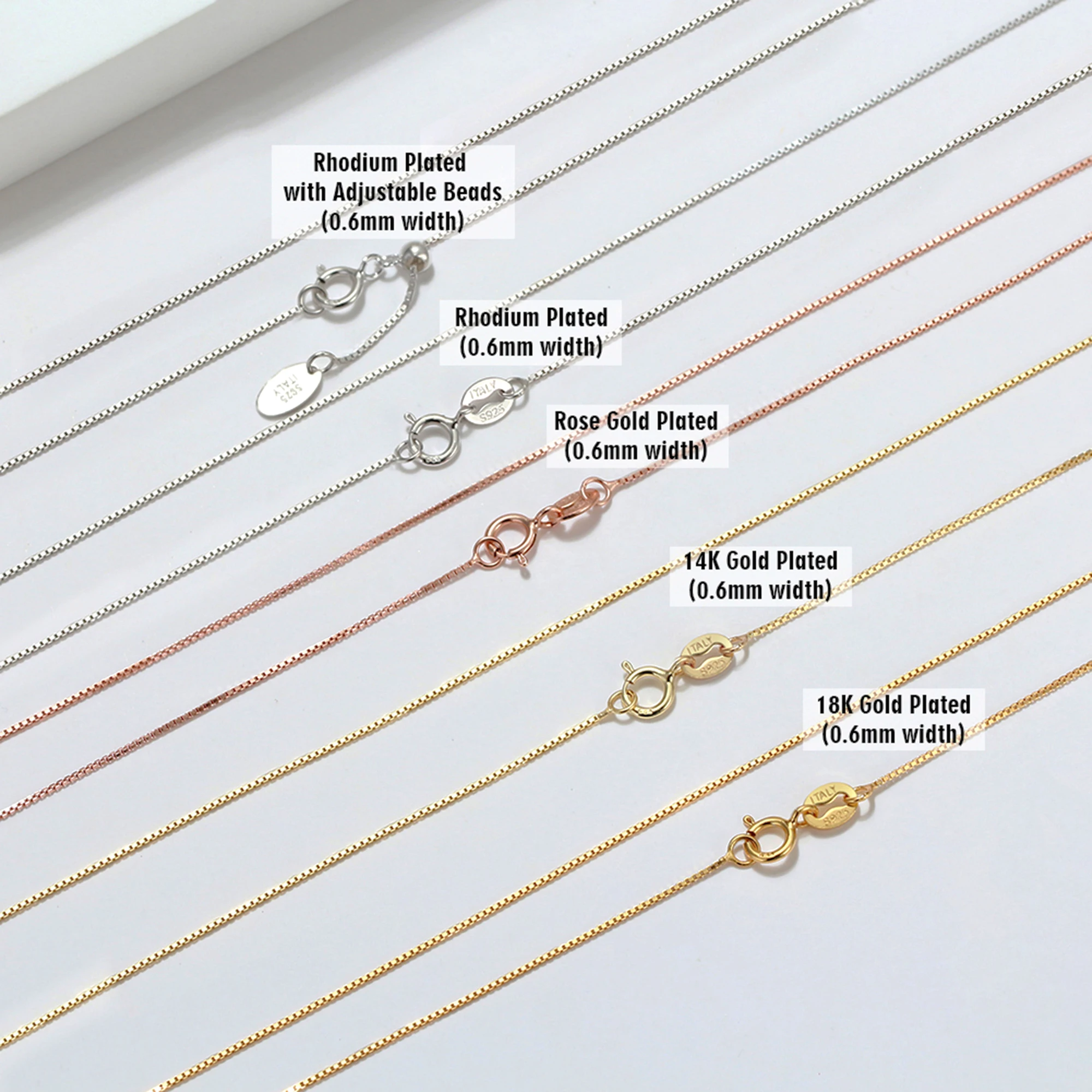 

EFFIE QUEEN New 925 Sterling Silver Simple Basic Chain Necklace Cable Chain, Box Chain and Side Chain Ideal Jewelry Gift SC06