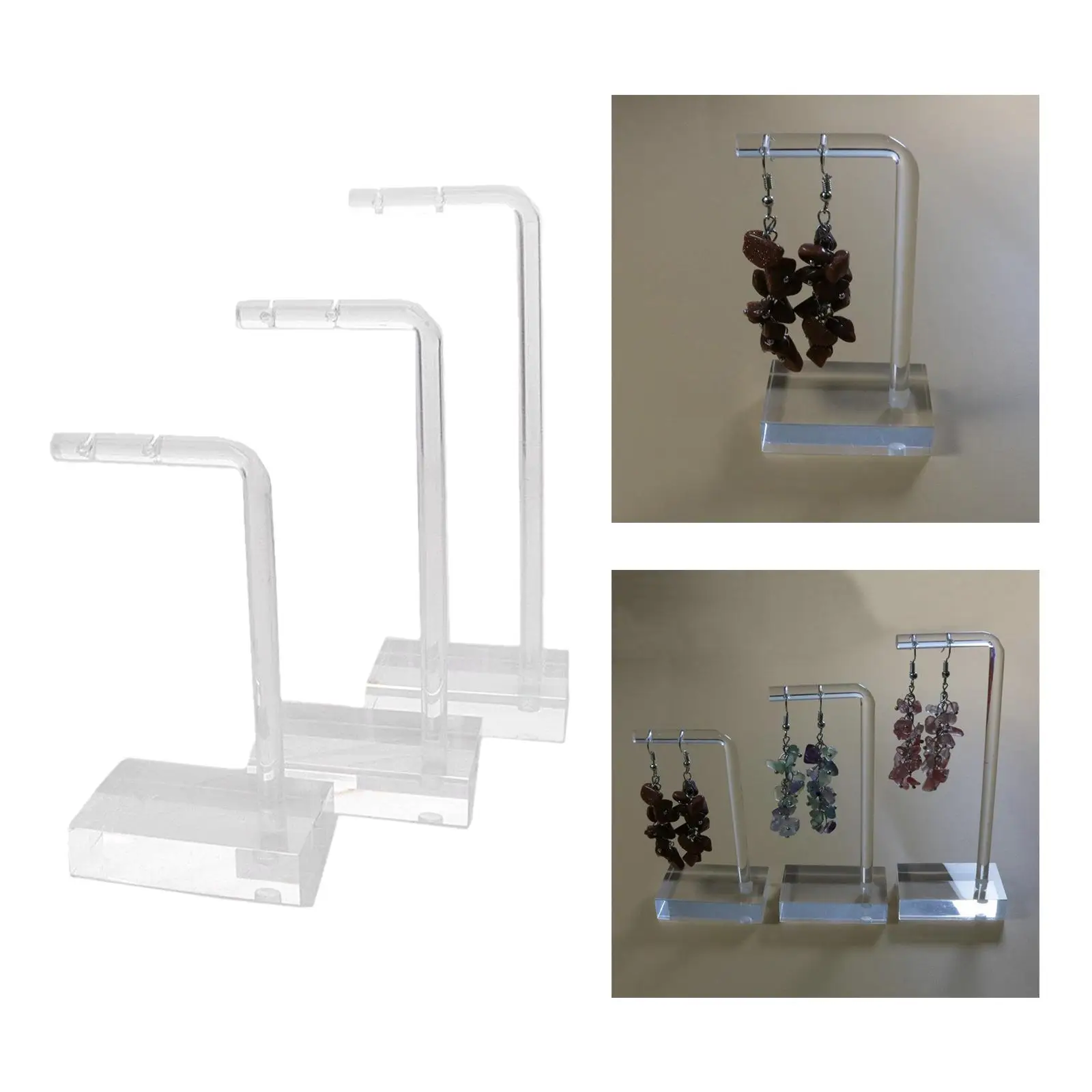 3 pcs/Set Earrings Stand Jewelry Organizer Acrylic Ear Studs Holder Hanger Display Rack