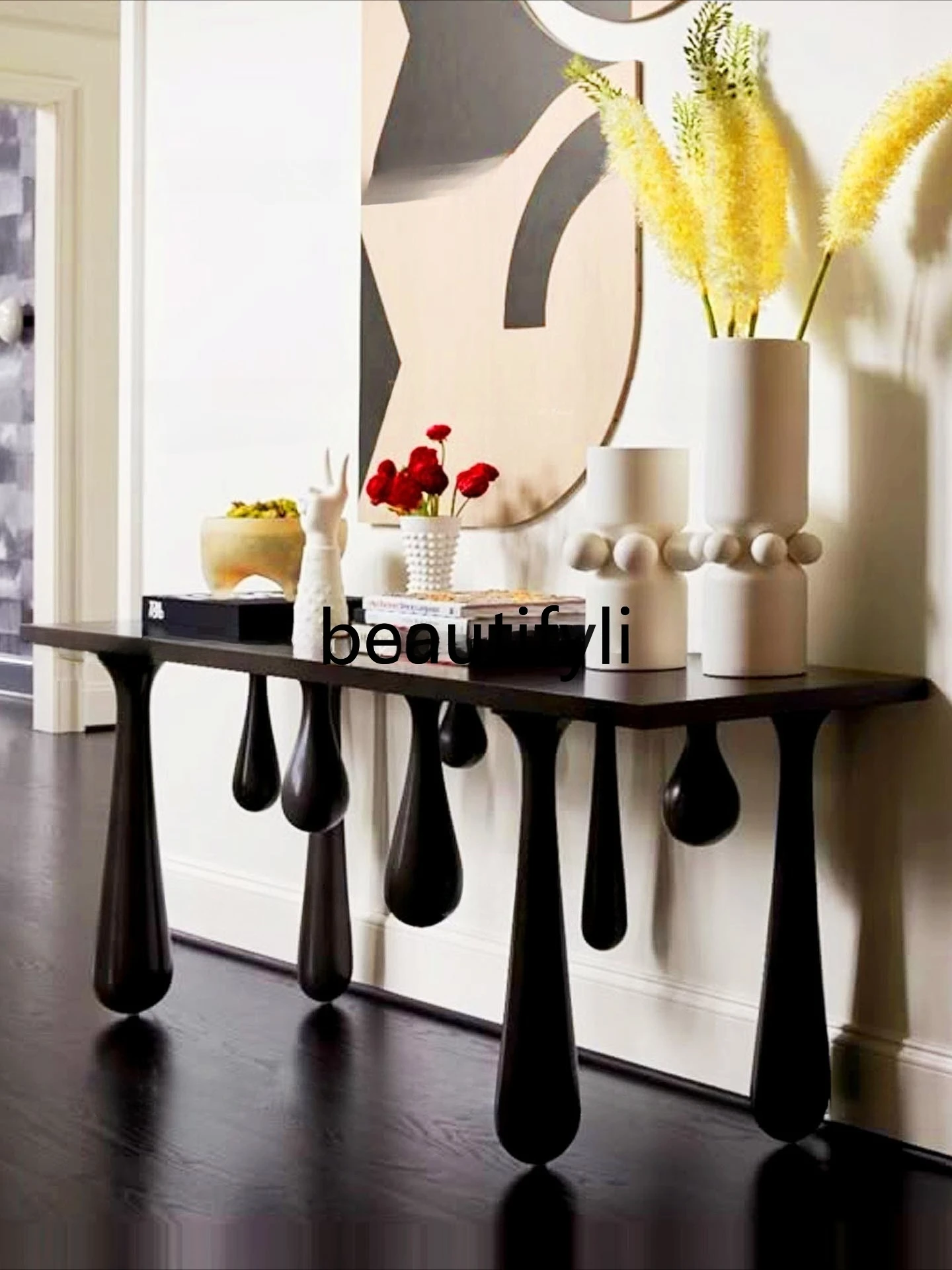 

Entrance desk, entrance table, aisle corridor end view desk, art water drop cabinet