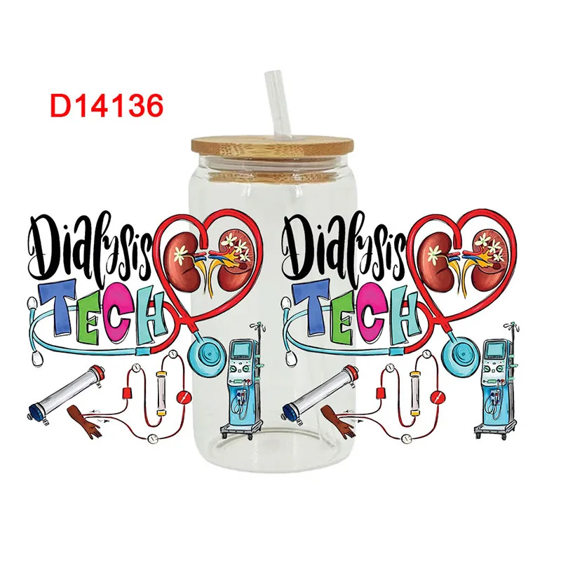 3D UV DTF Transfers Stickers 16oz Cup Wraps Nurse Doctor Health Printed For DIY Glass Ceramic Metal Leather Etc.  D14017