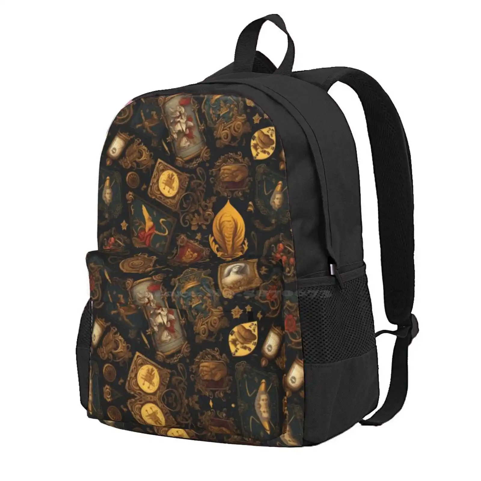 Baroque Hot Sale Schoolbag Backpack Fashion Bags Baroque Ornate Gothic Gold Filigree Renaissance Detailed Jewel Tones Intricate