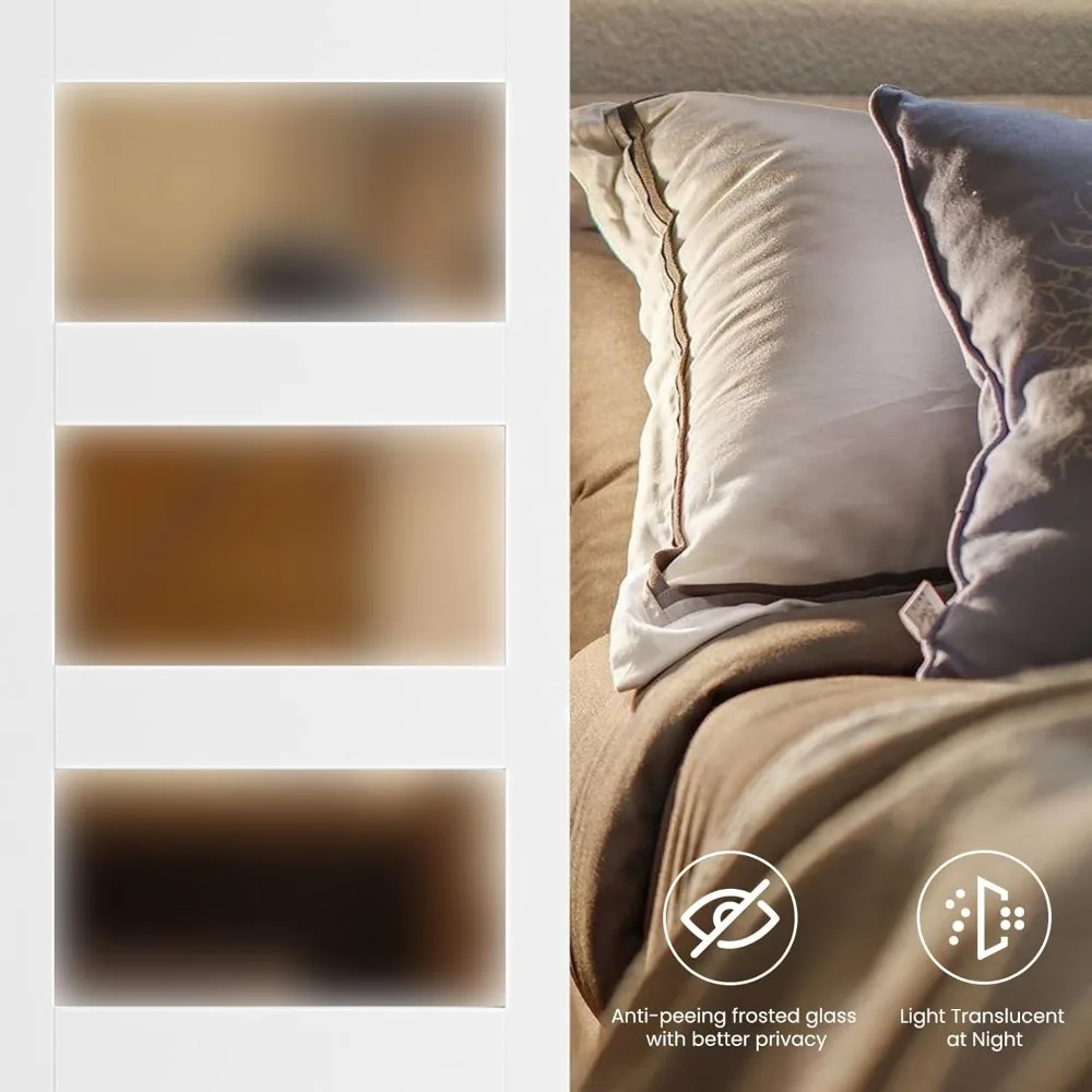 باب الحظيرة الزجاجي مقاس 36 × 84 بوصة مع طقم مسار منزلق بطول 6.6 قدم، يتضمن المقبض، محفور مسبقًا لسهولة التجميع، شركة PVC المقاومة للماء #6