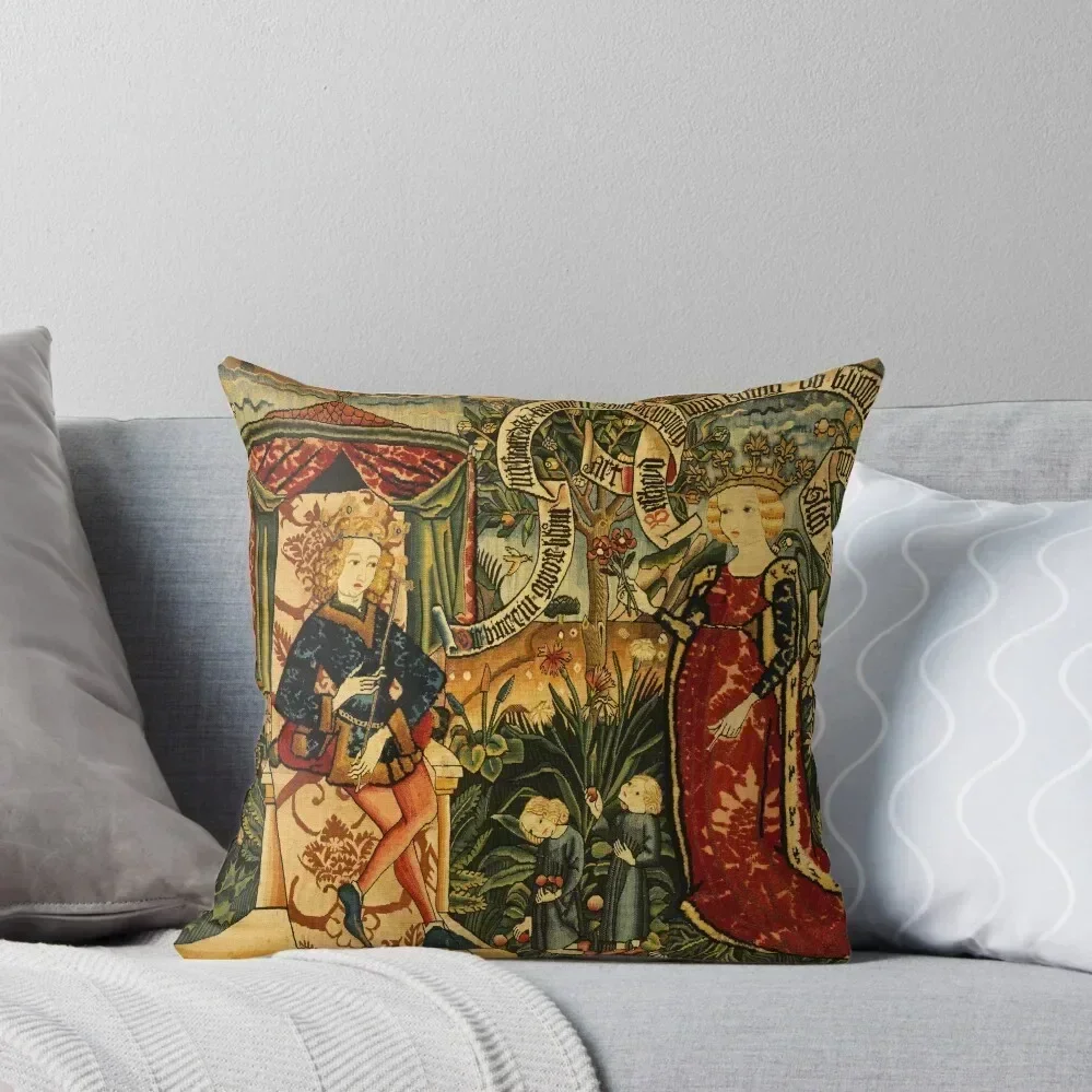 Two Riddles of the Queen of Sheba, Medieval Tapestry Throw Pillow Pillowcases Bed Cushions Cushion Cover For Sofa pillow