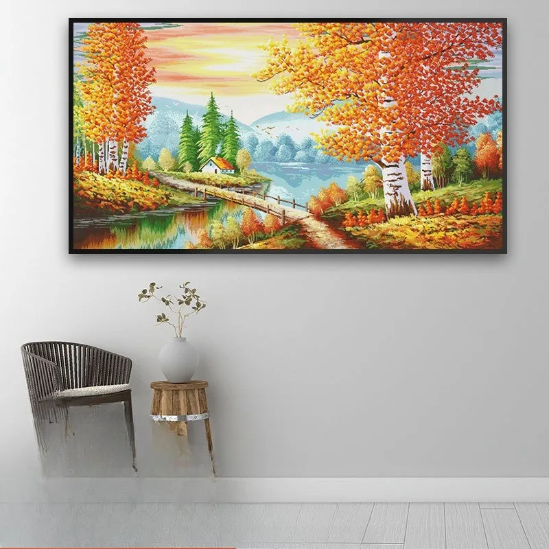 

Jinyu Splendid Landscape Series Fresh and Clear Printing Cross Stitch Large Embroidery Painting