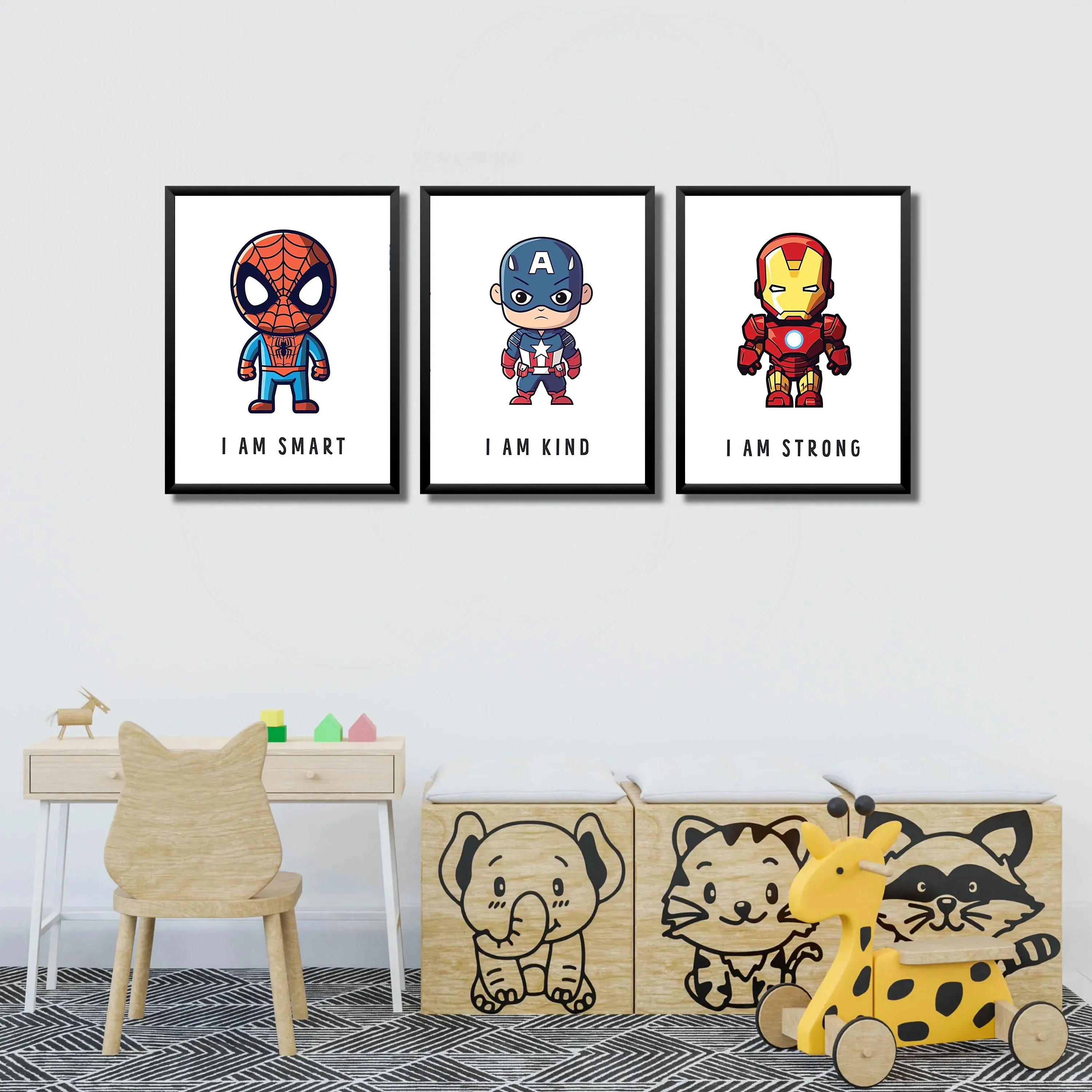 

Superhero Kindergarten Art Poster Spider-Man Hulk Disney Wall Artwork Children's Room Baby Shower Art Deco Boys Birthday Gift