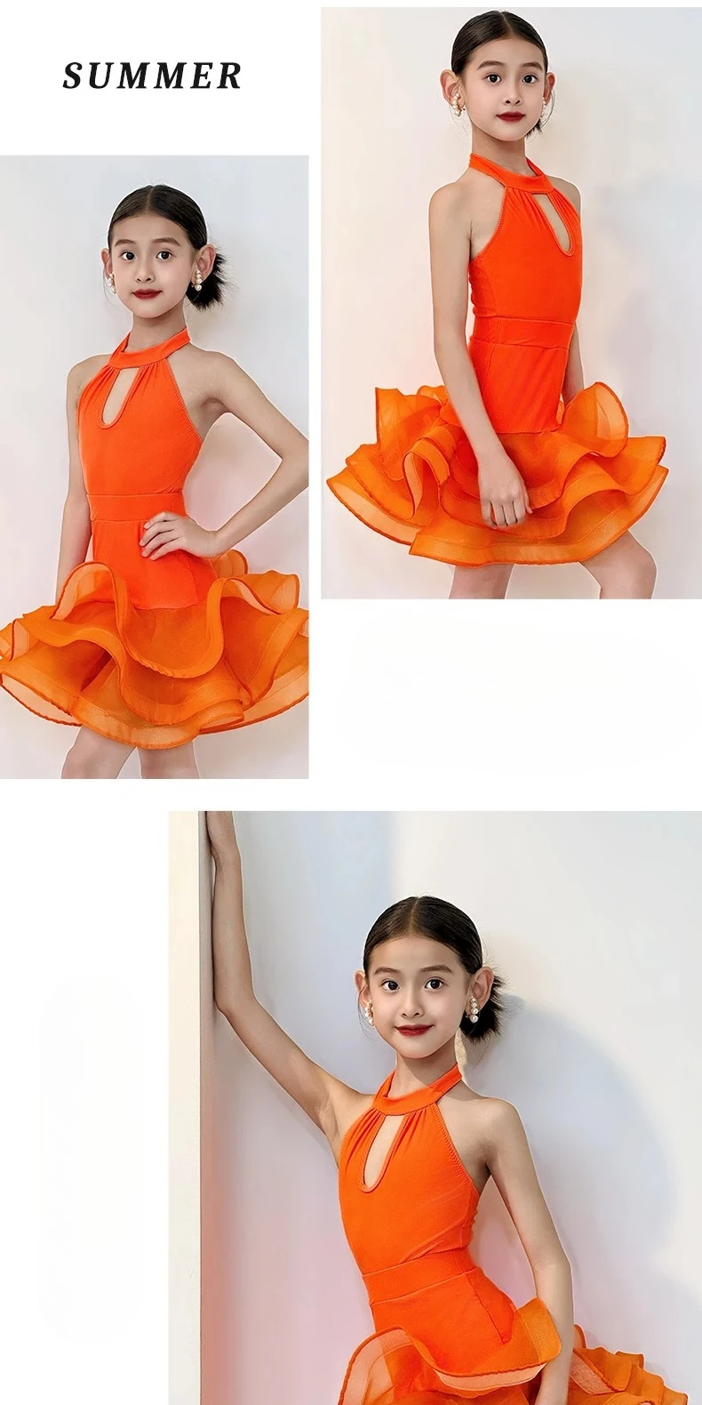 Professionelles Latein-Tanzkleid für Mädchen, Ballsaal-Rumba-Cha-Cha-Samba-Übungskleid, Latein-Performance-Wettbewerbskleidung – Detail 4
