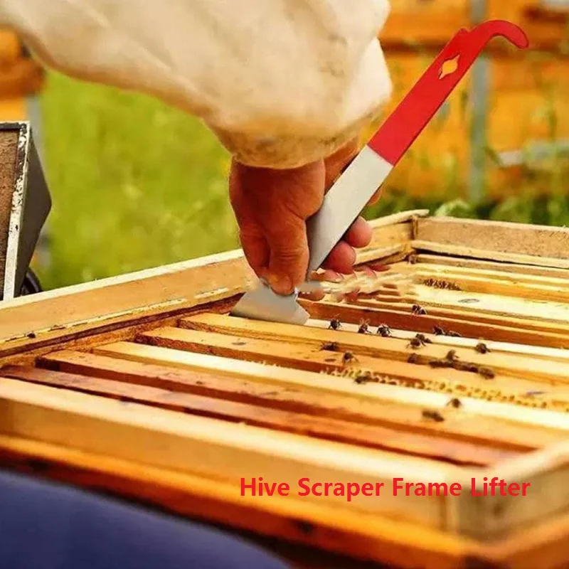 1Pcs Stainless Bee Hive Scraper J Shape Hook Honey Scraping Knife Bee Hive Frame Lifter Beekeeping Equipment Frame Cleaning Tool