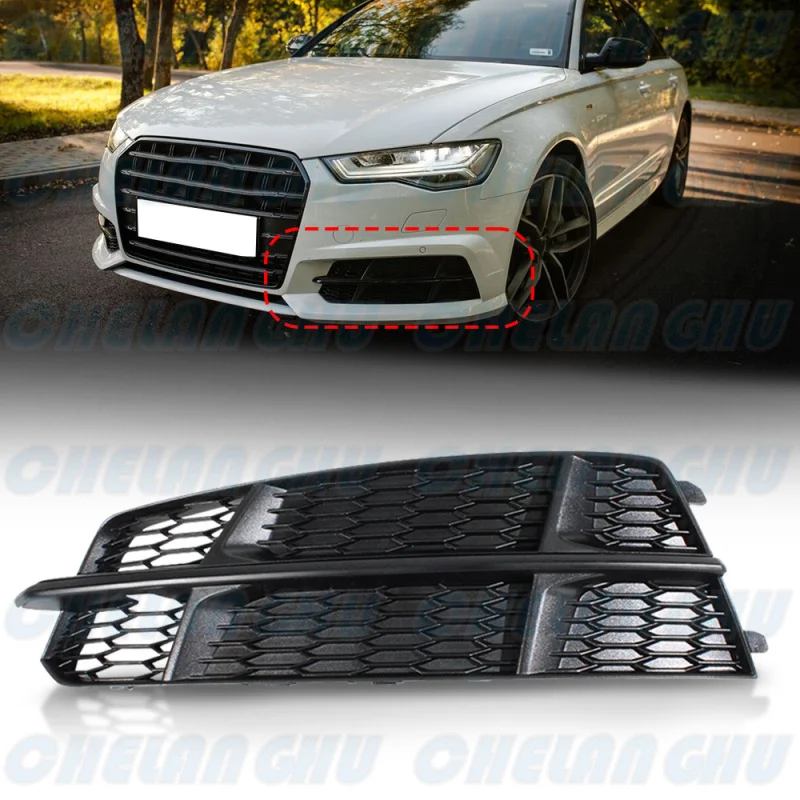 For Audi A6 C7 S-line 2015 2016 2017 2018 Left Side Front fog lights Lamp Grille Cover car acesssories