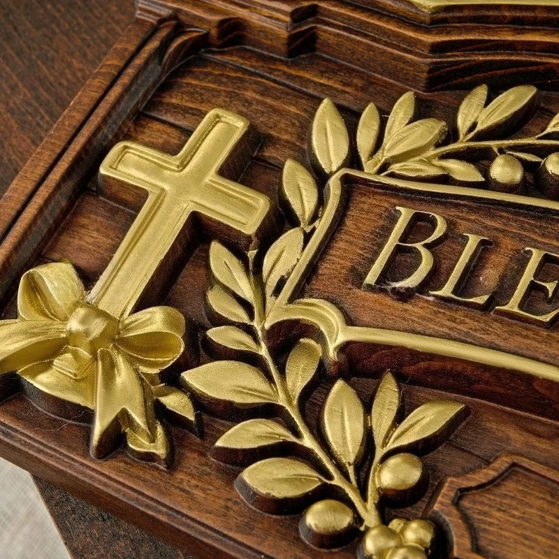 High Quality Vintage Wooden Home Decor: Blessing Plaque, Wooden Carved Cross Ornament
