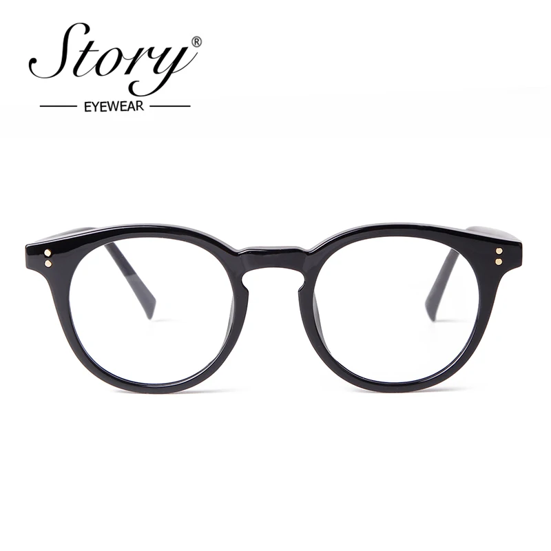 STORY Fashion Korean Rivet TR90 Blue Light Blocking Glasses Women Classics CP Inner Temple Small Round Optical Eyewear Men P7112