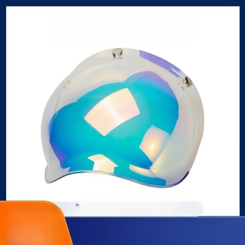 Three Button Bubble Mirror Motorcycle Helmet Lens Retro Helmet Electric Bike Windproof and Sunscreen Lens