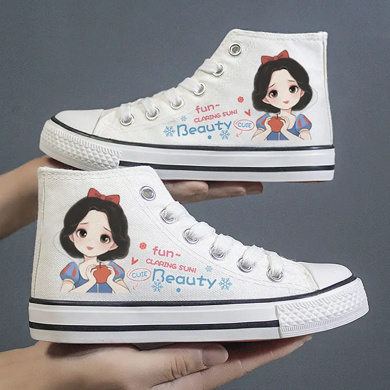 Disney Frozen Elsa Canvas Shoes 2024 New Kids White Shoes Children Cartoon Snow White Casual Shoes Cute Tennis Shoes Rozmiar 26-37