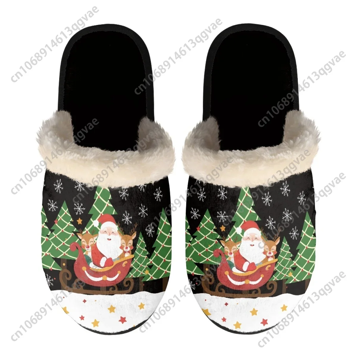 Christmas Buck Stripe Elk Slippers Mens Womens Home Cotton Plush Bedroom Casual Keep Warm Customized Thermal Lightweight Slipper