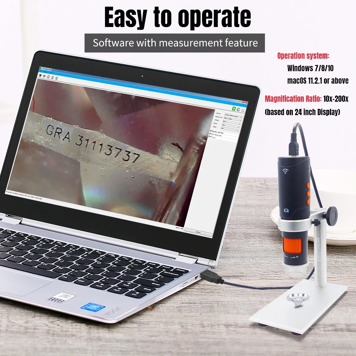 

NEW Polarizer Diamond GIA Test Miciroscope Jewelry Digital Microscope Wireless