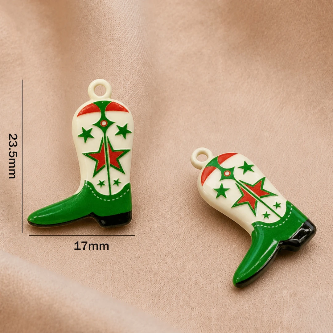 2 Stück Cowboy-Stiefel-Anhänger aus Edelstahl, süße Emaille-Anhänger im Western-Stil für Frauen, zum Selbermachen von Halsketten, Ohrringen, Schlüsselanhängern und Schmuck. – Detail 2