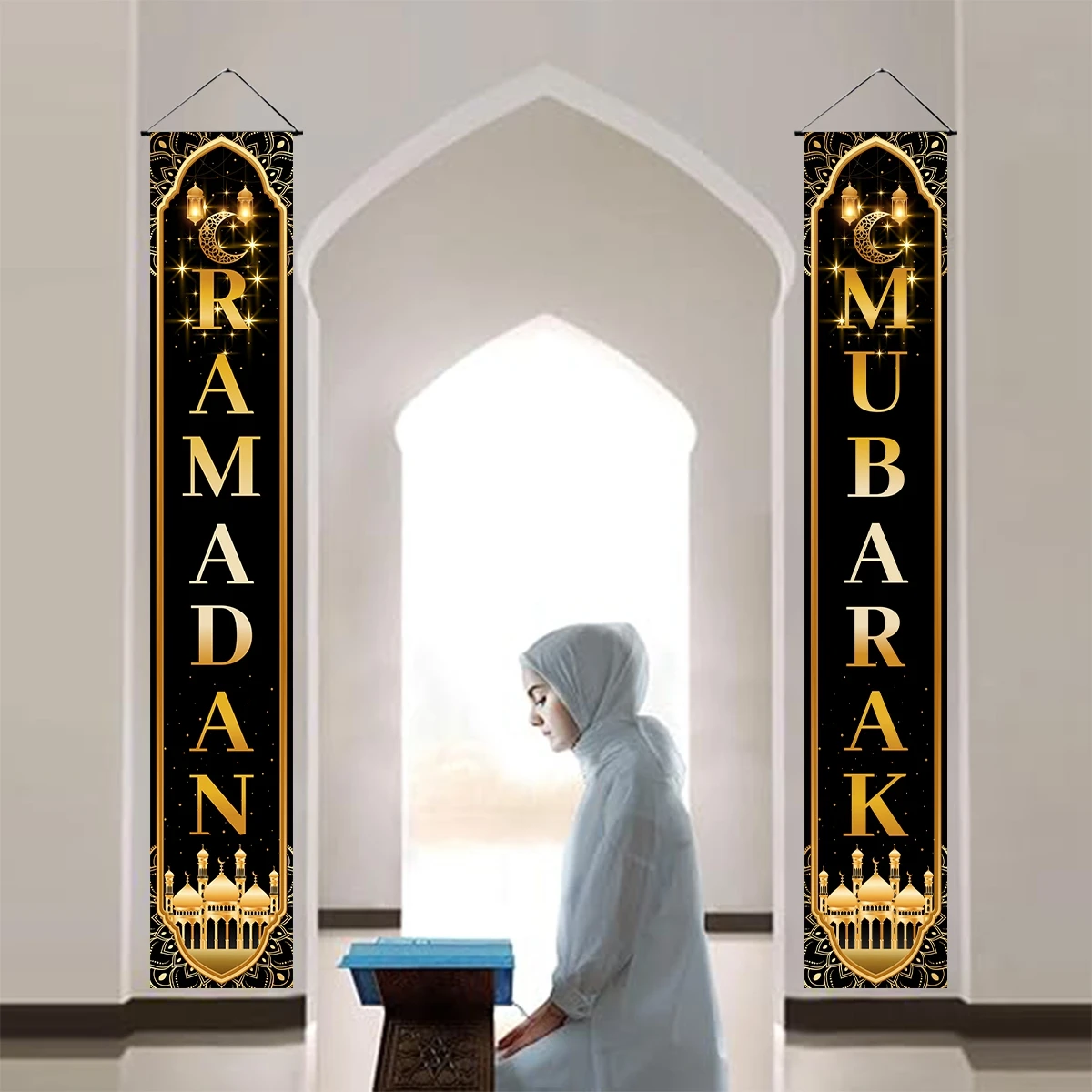 Ramadan Mubarak Tür Banner Ramadan Dekoration für zu Hause 2024 Eid Mubarak islamische muslimische Party Dekor Ramadan Kareem Eid Al Adha