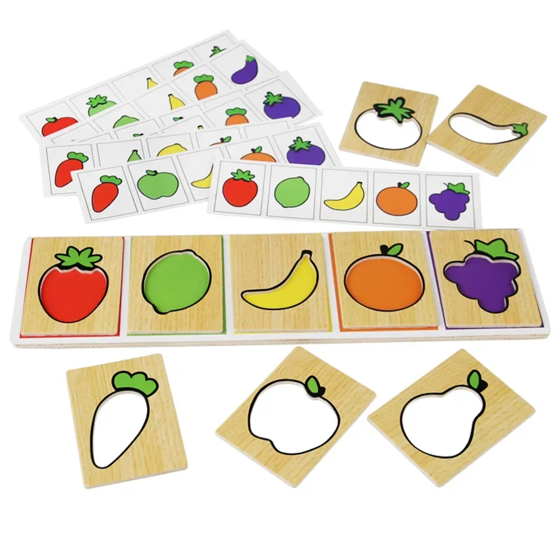 En bois Montessori éducation précoce fruits légumes appairage enfants jeu de reconnaissance des couleurs jouets éducatifs pour les enfants