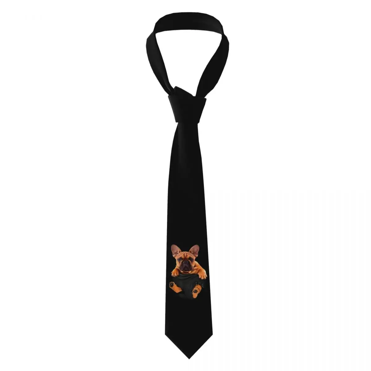 Custom French Bulldog Neck Ties Men Printed Necktie Pet Dog Four Seasons Fashion Tie Necktie For Father's Day