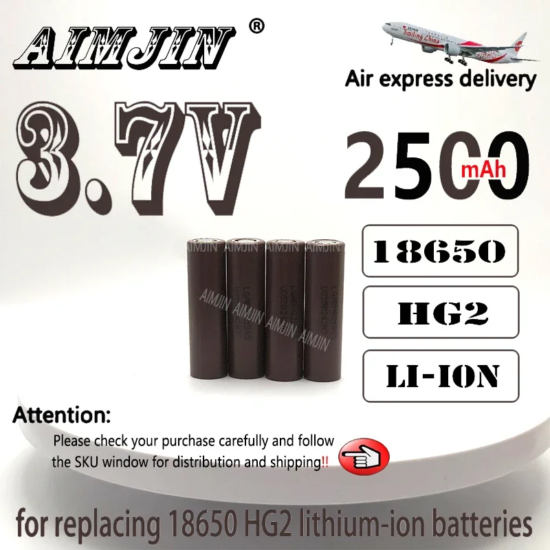 2 uds 2500mAh 18650 batería de iones de litio 3,7 V HG2 descarga 25A adecuada para nuestros juguetes, herramientas, baterías de linterna, Etc. Reemplazar la batería