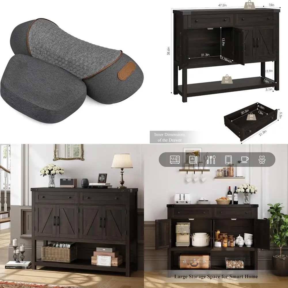 

Массажер 3-в-1 с подогревом для облегчения боли в шее, вытяжения тканей и поддержки шеи с подушкой из пены с эффектом памяти