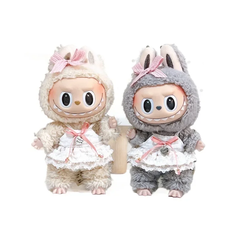 

of vinyl doll macaron sitting party can wear clothes change baby dressLabubu doll one or two generations