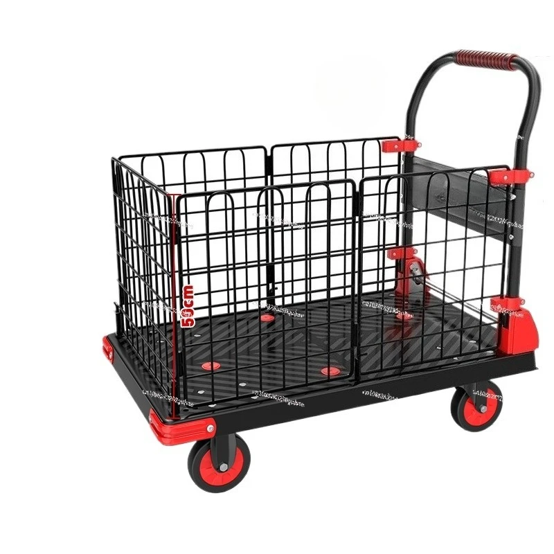 

Fence trolley trolley pulling goods with guardrail folding portable family trailer