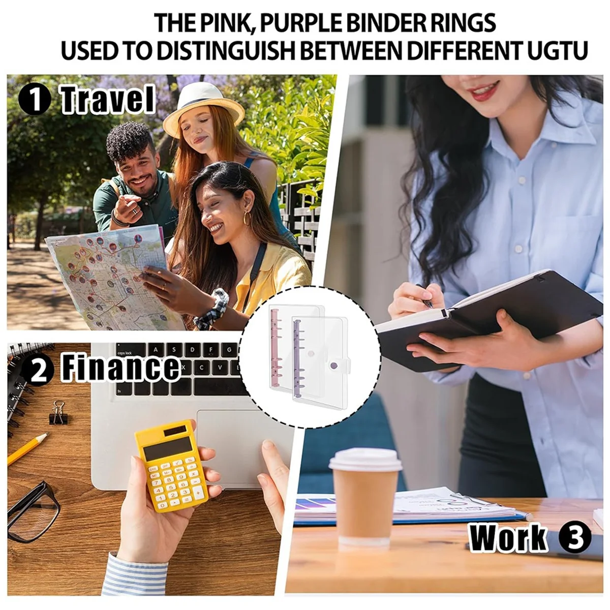 Popular 2 Pack A6 Soft PVC 6 Rings Binder,Clear Budget Binder, Planner Binder