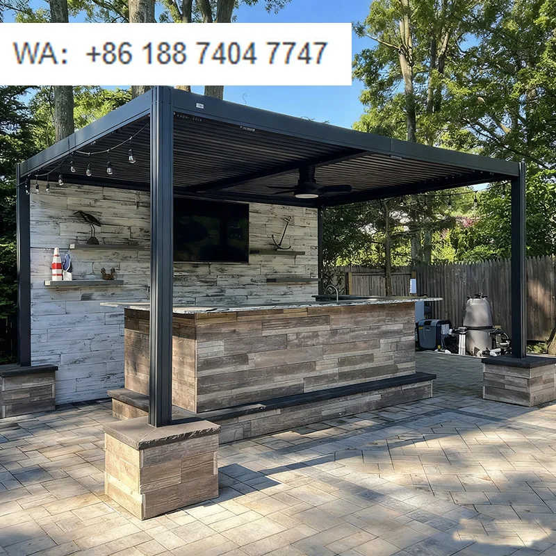 

Настраиваемая моторизованная биоклиматическая алюминиевая пергола с автоматической крышей-жалюзи и порошковым покрытием для балкона, патио, двора