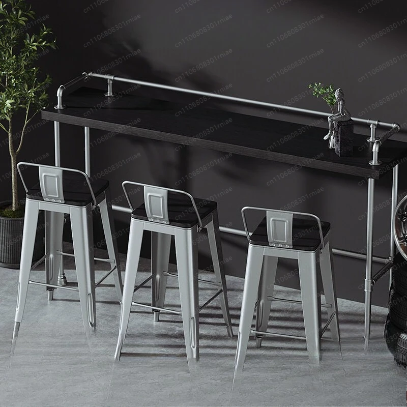 

Milk tea shop tables and chairs against the wall narrow table long bar high balcony simple dining commercial