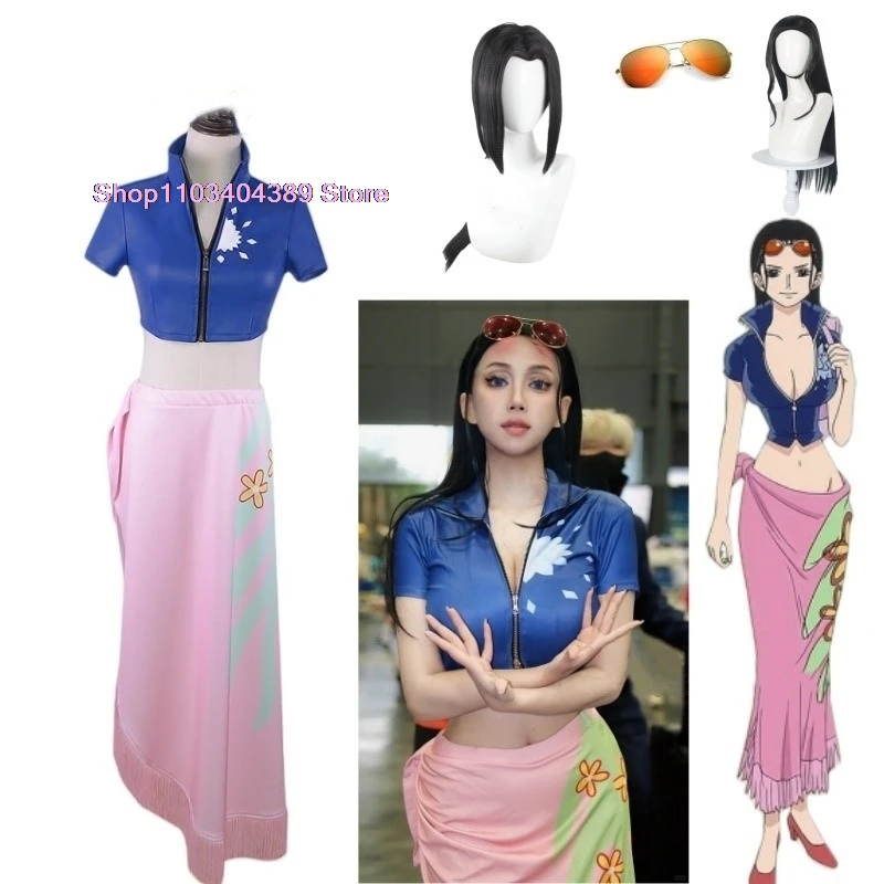 Nico Robin Cosplay Costume Top and Wrap Skirfor Women Anime Nico Robin Outfit Dress Set Outfits Role Play