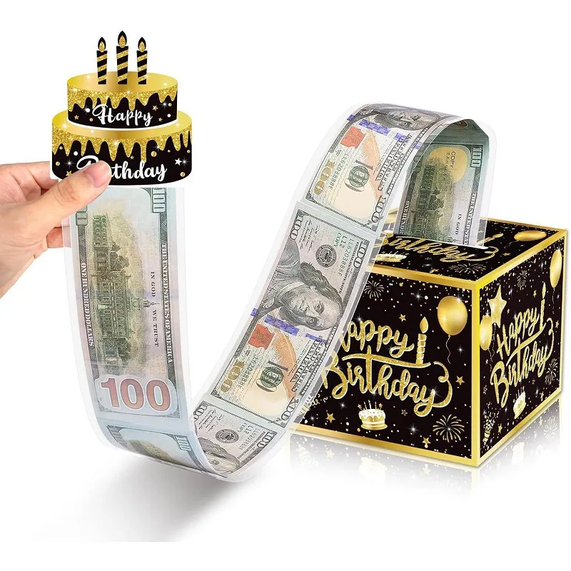 Überraschung Geburtstag Party Dekoration Spardose Geburtstag Atmosphäre Dekoration Requisiten Schwarz Gold Spardose