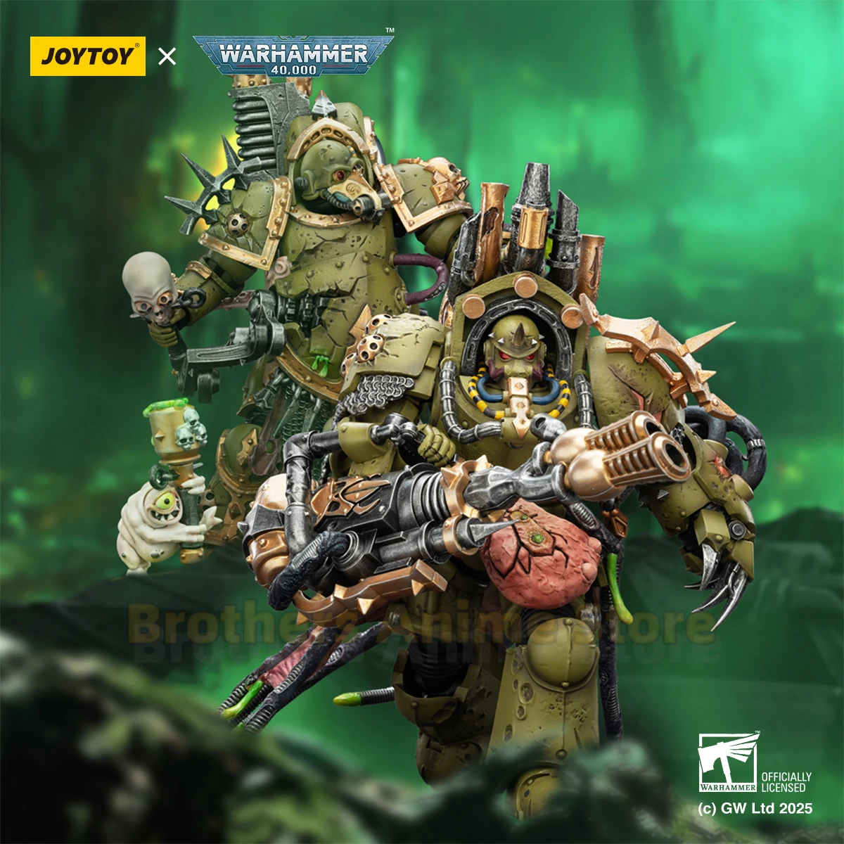 

JOYTOY Dark Source 1/18 Warhammer 40K Death Guard Foul Pathogen, оснащенный пулетом-распылителем чумы, подвижными солдатами