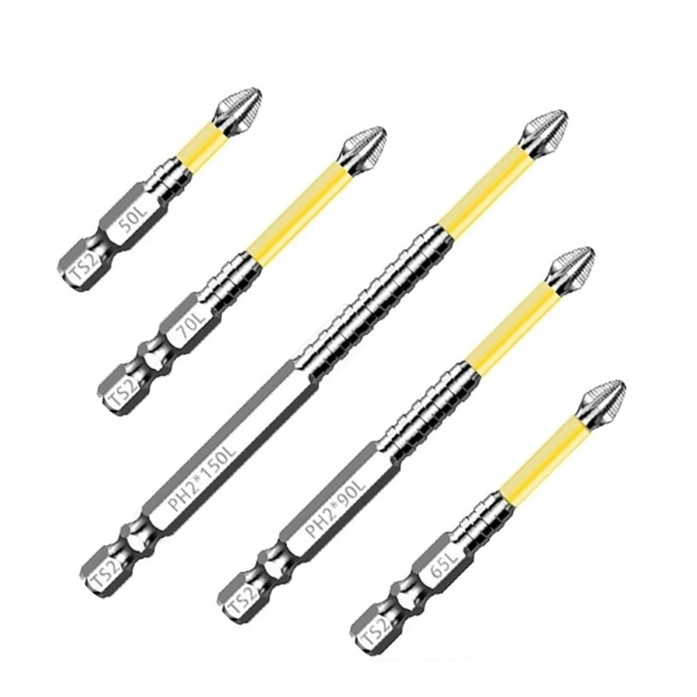 

Набор из 5 магнитных отверточных насадок PH2 с защитой от скольжения, 50-150 мм, для электродрели, высокая твердость