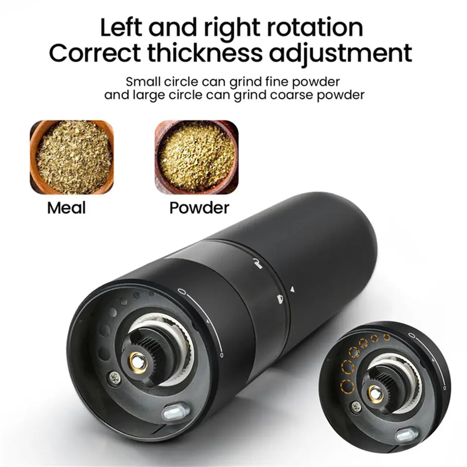 Electric Automatic Salt and Pepper Grinder Set Rechargeable With USB Gravity Spice Mill Adjustable Spices Grinder Kitchen Tools