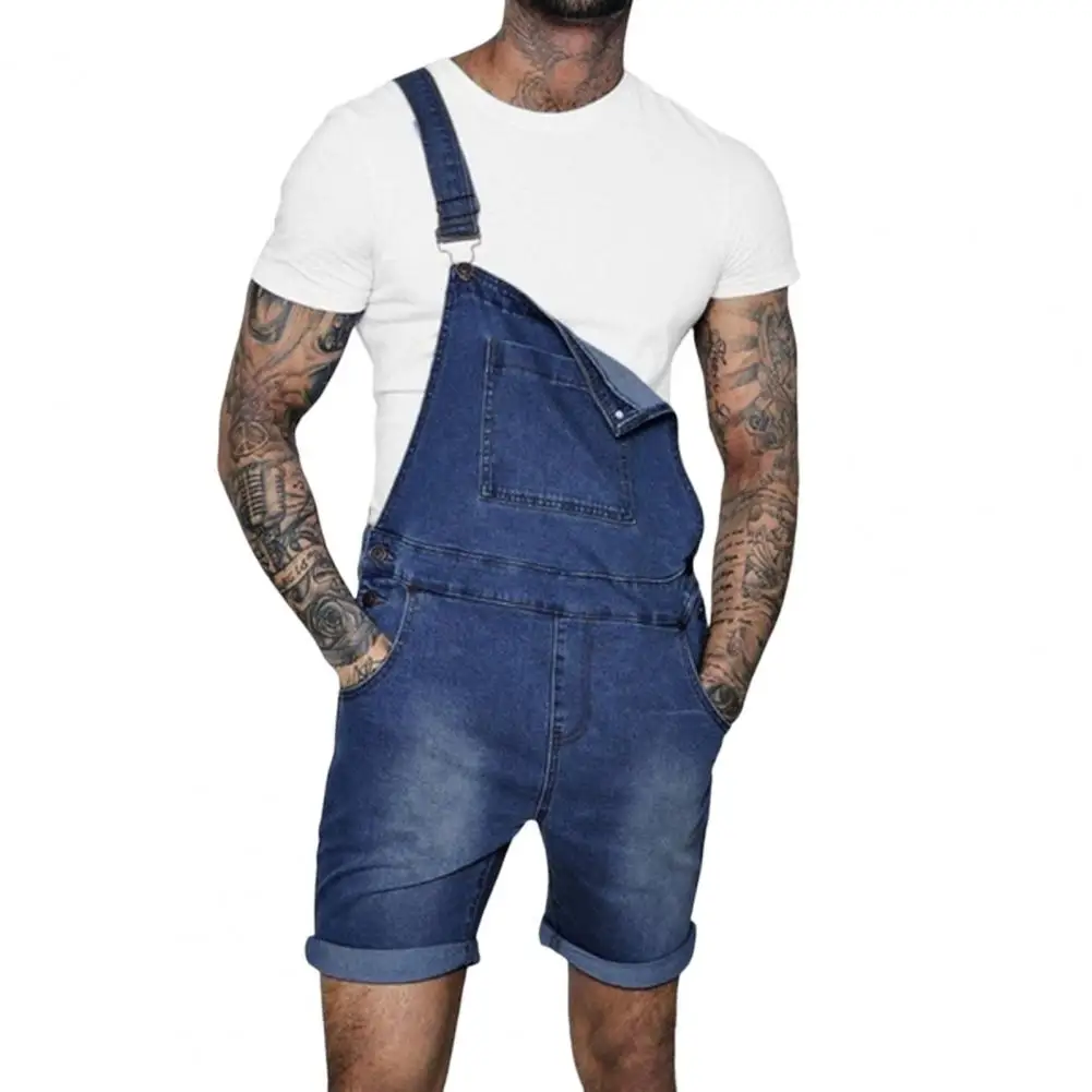 Macacão Jean curto com alças de ombro, jeans monocromático, shorts ajustáveis, elegante geral, Hip Hop, verão