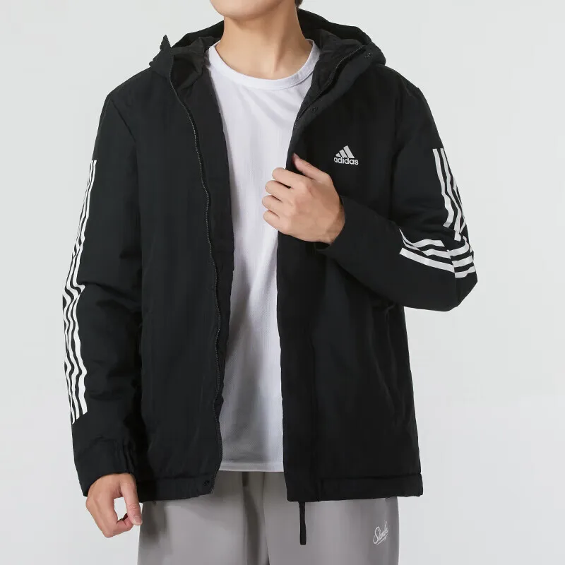 Adidas men 2024 winter new outdoor sportswear casual windproof warm hooded cotton jacket jacket IX8884